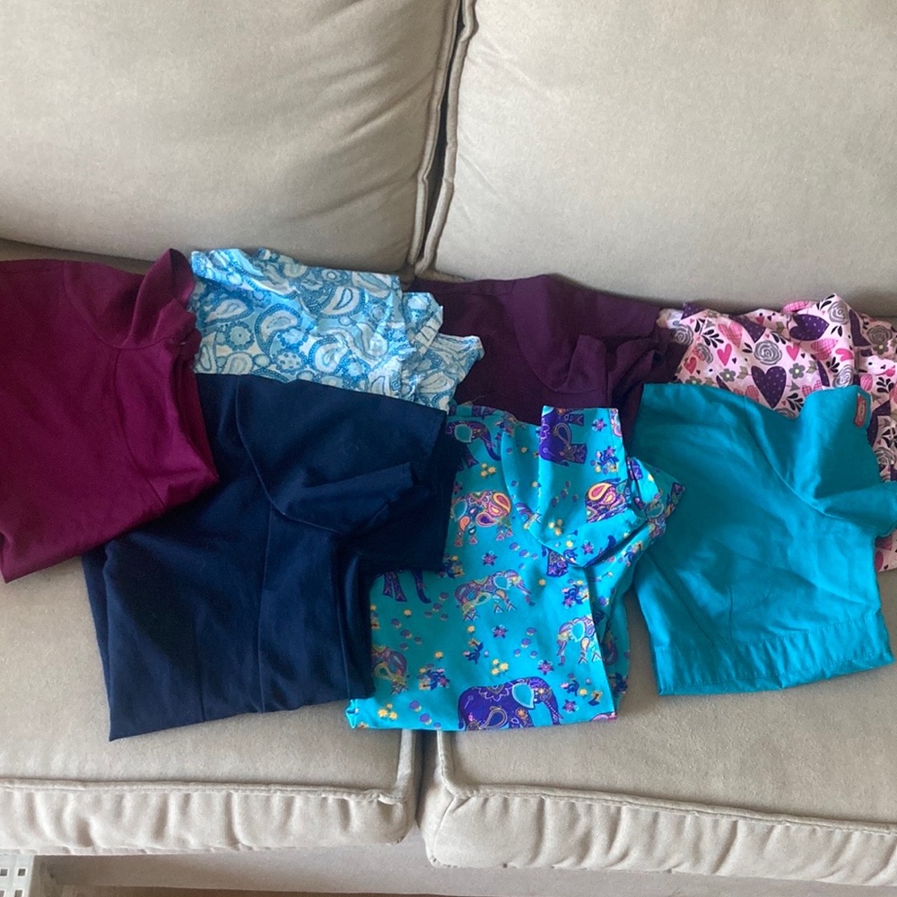 scrub tops, extra small, small